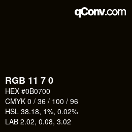 Color code: RGB 11 7 0 | qconv.com
