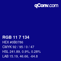 Color code: RGB 11 7 134 | qconv.com