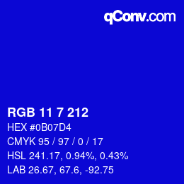 Color code: RGB 11 7 212 | qconv.com