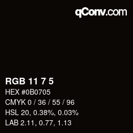 カラーコード: RGB 11 7 5 | qconv.com