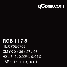 Farbcode: RGB 11 7 8 | qconv.com