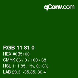 Color code: RGB 11 81 0 | qconv.com