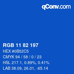 Code couleur: RGB 11 82 197 | qconv.com