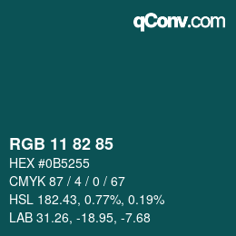 Farbcode: RGB 11 82 85 | qconv.com