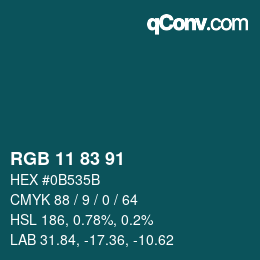 Farbcode: RGB 11 83 91 | qconv.com