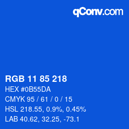 Color code: RGB 11 85 218 | qconv.com