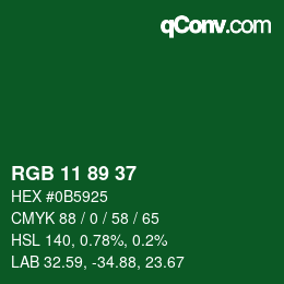 Color code: RGB 11 89 37 | qconv.com