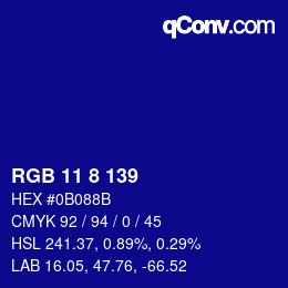 カラーコード: RGB 11 8 139 | qconv.com