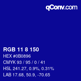 カラーコード: RGB 11 8 150 | qconv.com