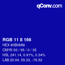 Color code: RGB 11 8 166 | qconv.com