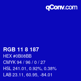 Color code: RGB 11 8 187 | qconv.com