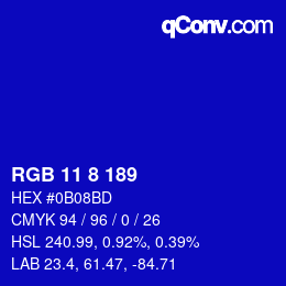Farbcode: RGB 11 8 189 | qconv.com