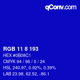カラーコード: RGB 11 8 193 | qconv.com