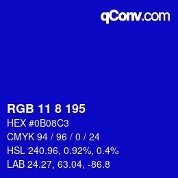 カラーコード: RGB 11 8 195 | qconv.com