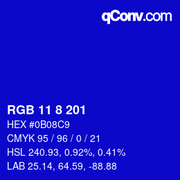 カラーコード: RGB 11 8 201 | qconv.com