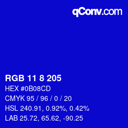 Color code: RGB 11 8 205 | qconv.com