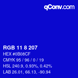 Farbcode: RGB 11 8 207 | qconv.com
