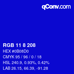 カラーコード: RGB 11 8 208 | qconv.com