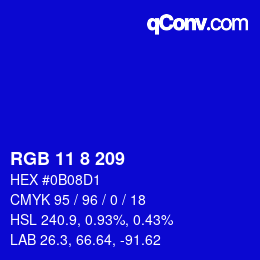 颜色代码: RGB 11 8 209 | qconv.com