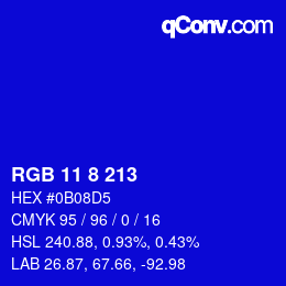 Color code: RGB 11 8 213 | qconv.com