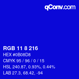 Color code: RGB 11 8 216 | qconv.com
