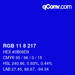 Color code: RGB 11 8 217 | qconv.com