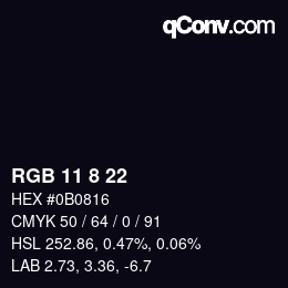 Farbcode: RGB 11 8 22 | qconv.com