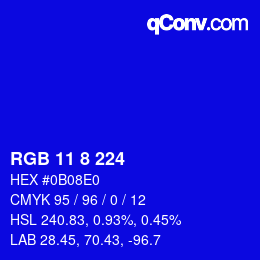 Color code: RGB 11 8 224 | qconv.com