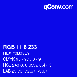 Color code: RGB 11 8 233 | qconv.com