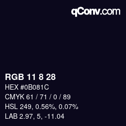 Color code: RGB 11 8 28 | qconv.com