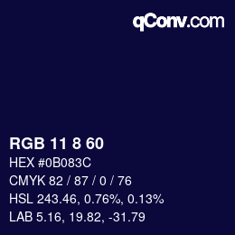 Color code: RGB 11 8 60 | qconv.com