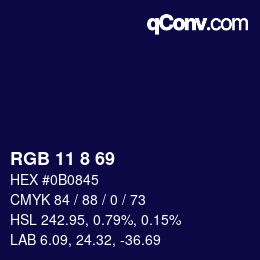 カラーコード: RGB 11 8 69 | qconv.com