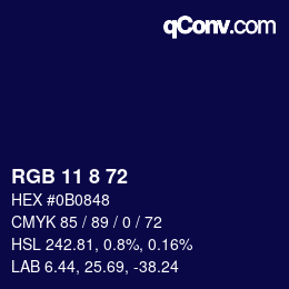 Color code: RGB 11 8 72 | qconv.com
