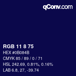 Farbcode: RGB 11 8 75 | qconv.com