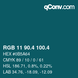カラーコード: RGB 11 90.4 100.4 | qconv.com