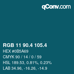 カラーコード: RGB 11 90.4 105.4 | qconv.com