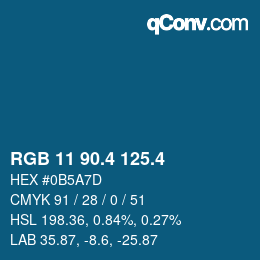 カラーコード: RGB 11 90.4 125.4 | qconv.com