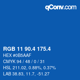 カラーコード: RGB 11 90.4 175.4 | qconv.com