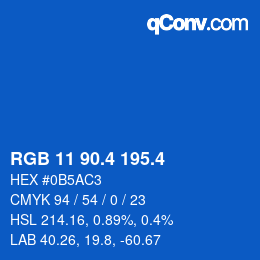 カラーコード: RGB 11 90.4 195.4 | qconv.com