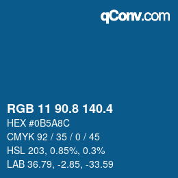 カラーコード: RGB 11 90.8 140.4 | qconv.com