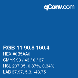 カラーコード: RGB 11 90.8 160.4 | qconv.com