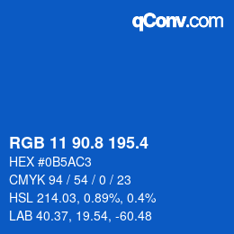 カラーコード: RGB 11 90.8 195.4 | qconv.com