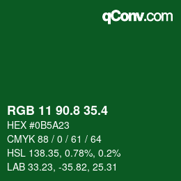 カラーコード: RGB 11 90.8 35.4 | qconv.com