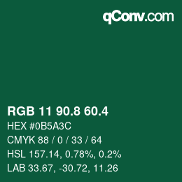 カラーコード: RGB 11 90.8 60.4 | qconv.com