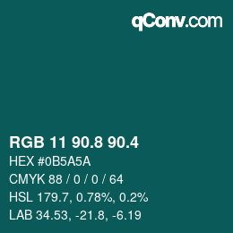 カラーコード: RGB 11 90.8 90.4 | qconv.com