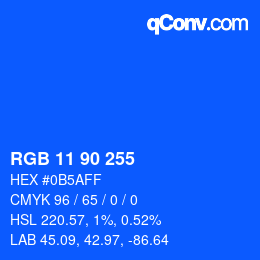 Farbcode: RGB 11 90 255 | qconv.com