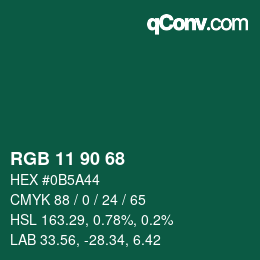 Farbcode: RGB 11 90 68 | qconv.com