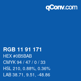 カラーコード: RGB 11 91 171 | qconv.com