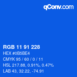 Color code: RGB 11 91 228 | qconv.com