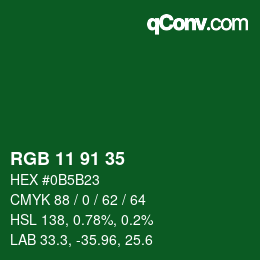 Farbcode: RGB 11 91 35 | qconv.com